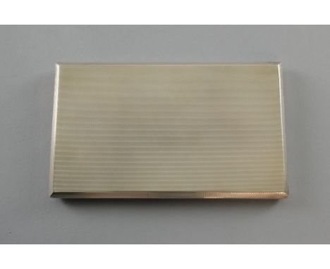 Modern silver cigarette case with engine turned decoration and slide opening mechanism, by D. Bros., Birmingham, 1959, 8oz, 2