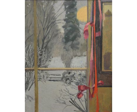 ONLY ONE PICTURE IN LOT  K Ray, In the artist's bedroom, Oil on board 38cm x 30cm 