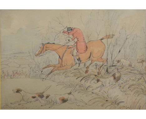 Early 20th century hunting scene unsigned watercolour 23cm x 32cm Provenance:   Single owner collection