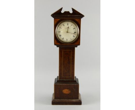 Edwardian  mahogany longcase clock with shell inlaid patera, broken arch pediment, Windsor clock maker, 42cm high