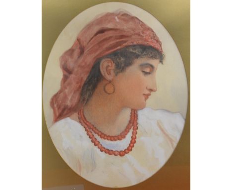 Portrait of a gypsy woman unsigned watercolour 46cm x 36cm Provenance:   Single owner collection