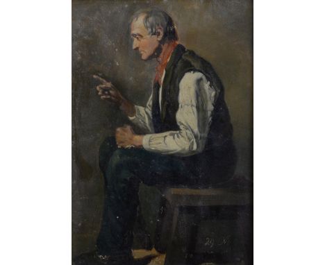 19th century portrait of a man unsigned oil on board 32cm x 21cm Provenance:   Single owner collection