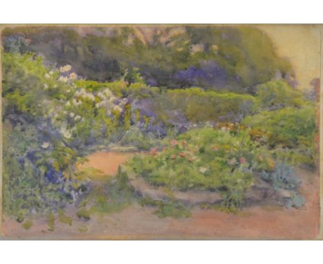 Charles Gogin  ( British 1844-1931)  summer garden, watercolour signed 30cm x 46cm Provenance; Gifted by Rosemary Tonks 1928-