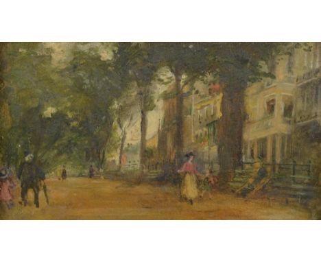 Alma Gogin (1854-1948)  'Sketch of a terrace Richmond' , signed and inscribed verso 14cm x 24cm Provenance; Gifted by Rosemar