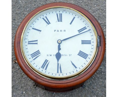 19th century single fusee wall clock the dial reading Parr New Cavendish Street, diameter 40cm 
