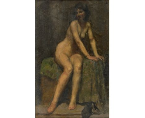 Study of nude women circa 1900 unsigned oil on card 44cm x 28cm Provenance; Gifted by Rosemary Tonks 1928-2014, to the vendor