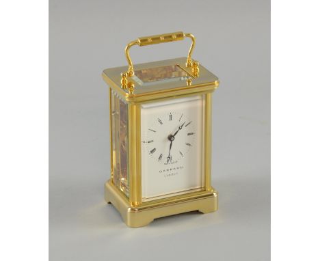Garrard gilt brass carriage timepiece, 15cm high