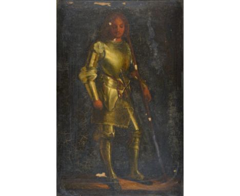 Charles Gogin  ( British 1844-1931)  study of a knight  unsigned oil on board 40cm x 26cm  inscribed 'verso  Copy of Giorgion