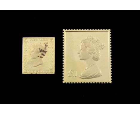 The British stamp Replica Issue- Penny Black, The œ1 Machin 18th June 1973 replica 22ct stamp with certificate and box No. 16