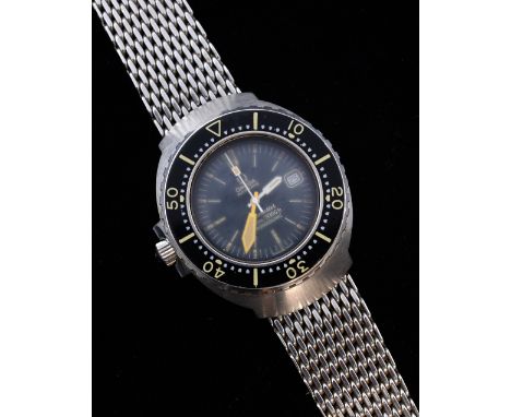 A rare Omega Seamaster automatic 1000m Divers Watch, black dial, luminous baton numerals, luminous hands and sweep centre sec