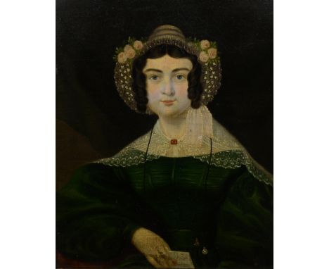 19th century portrait of a women, unsigned oil on panel,  28cm x 24cm 