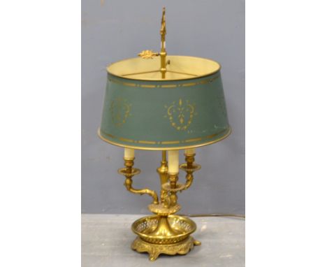 20th century brass three branch table lamp 69cm 