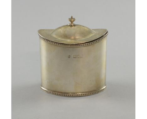 Victorian silver oval section tea caddy with hinged cover, by Josiah Williams & Co., London, 1897, 4.3oz, 135g,