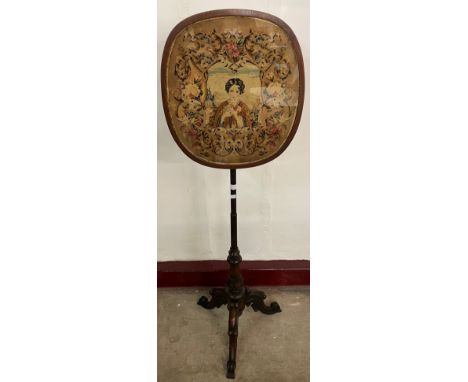 A William IV rosewood tapestry pole screen 