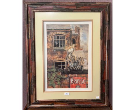 A Paul Yeomans print, Paws, framed