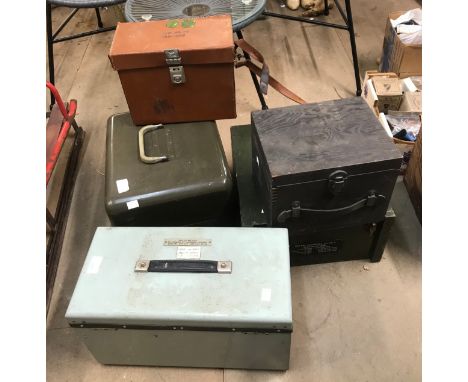 Assorted vintage boxes including military issue, RAF, etc.