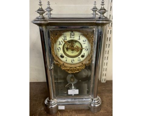 An American Ansonia silver plated mantle clock 