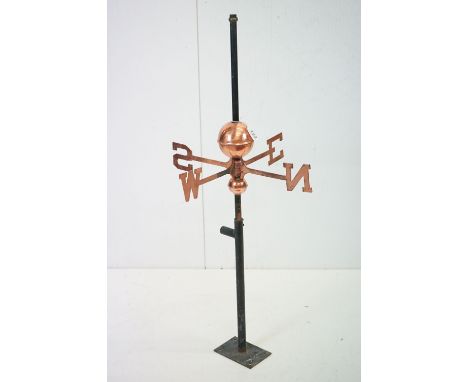 Copper weather vane with cast iron bracket (approx 102cm high) 