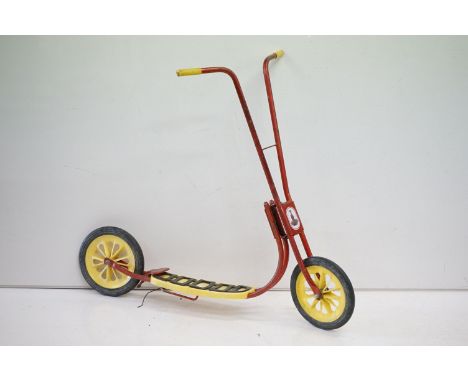 Vintage Raleigh scooter, red and yellow 