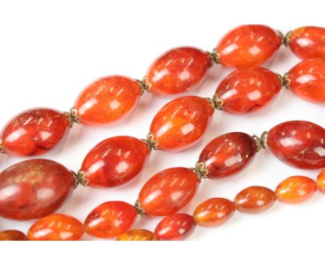Vintage graduated bead necklace, amber style 