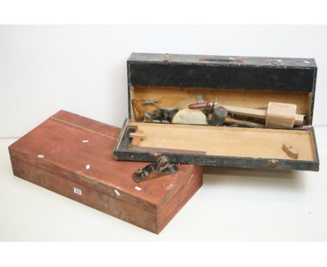 Two toolboxes containing various tools to include Stanley plane no.110 