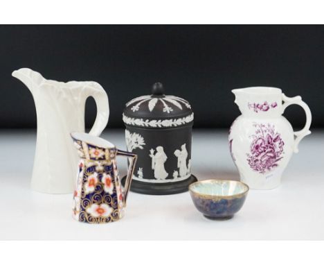 Group of 19th Century and later ceramics to include a Wedgwood basalt jasperware lidded jar, Royal Worcester jug, Royal Worce