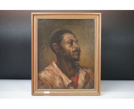 English School, late 19th century, a head and shoulders portrait of a man, signed with monogram and dated 1876, oil on canvas