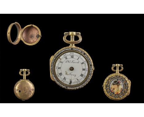 18th Century Pair Case Verge Fusee Pocket Watch. An unusual pocket watch by Terrot & Fazy of Geneva made with a gilt metal ca