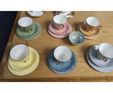 Royal Albert Gossamer 18 Piece Tea Service - To Include Six ups, 6 Saucers, 6 Side Plates & Sugar bowl. All different colours