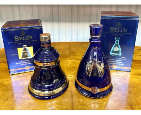 Two Bell's Limited Edition Old Scotch Whisky Decanters, boxed Golden Jubilee Decanter, and boxed Prince of Wales 50th Birthda