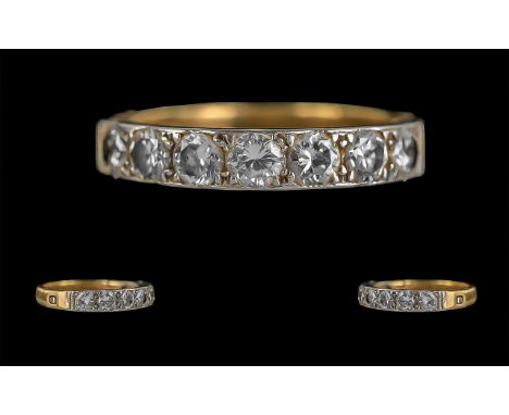 18ct Gold Diamond Half Eternity Ring, Set With Seven Round Modern Brilliant Cut Diamonds, Estimated Diamond Weight 1.00ct, Hi