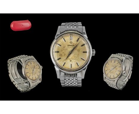 Omega - Automatic Chronometer Constellation Gents Stainless Steel Wrist Watch. c.1960's. With Red Omega Watch Case, Case / Mo