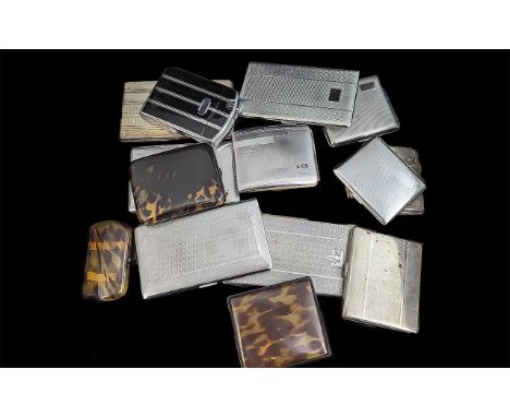 A Collection of Cigarette Cases. 15 in total. To include, a vintage Ronson Twenty Case and lighter, Polo Foreign, Chromium pl