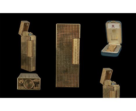 Dunhill 1960's Deluxe Version Heavy Gold Plated Cigarette Lighter with Box and Papers. Excellent Unused Condition - Please Co