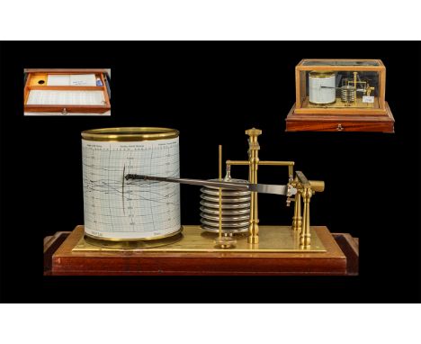 Barograph Barometer - This is a wonderful English oak cased barograph. The case is super quality having glass to all sides an