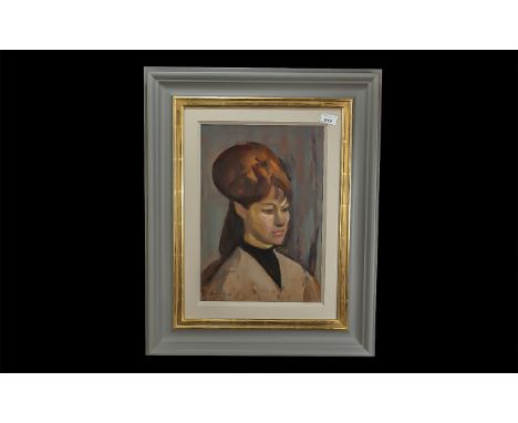 Harry Rutherford (1903-1985) Original Oil on Board Portrait of Wendy Bardsley.  No. 308 in Studio of Works Catalogue, with or