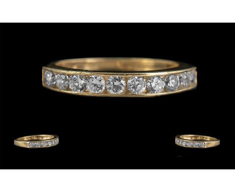 Ladies Excellent 9ct Gold Diamond Set Half Eternity Ring. Full Hallmark to Interior of Shank. The Diamonds of Excellent Colou