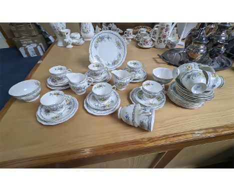 Royal Albert Bone China 'Gem' Tea Service, comprising 12 cups, 12 saucers, 12 side plates, two milk jugs, two sugar bowls, br
