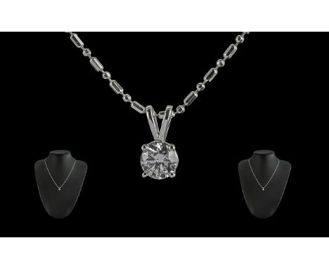 18ct White Gold Superb Contemporary Diamond Set Pendant with attached 18ct white gold fancy chain, both pendant and chain mar