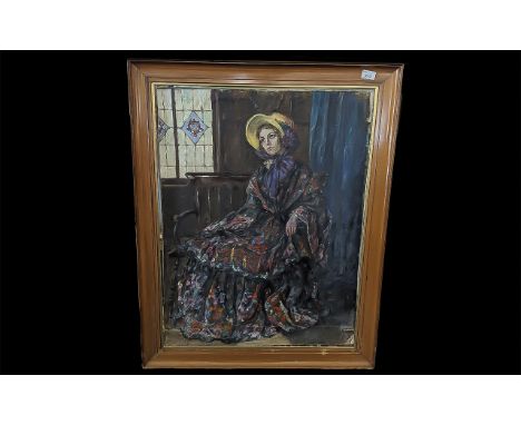Scottish Glasgow School of Art oil on canvas painting, in the manner of Bessie MacNicol (1869-1904), depicting a full length 