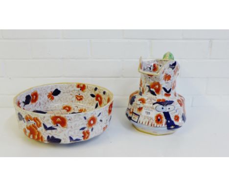An ironstone china Imari jug and basin