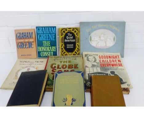 A collection of vintage books to include Graham Green, The Honorary Consul, The Quiet American and a Burnt-out Case etc., (a 