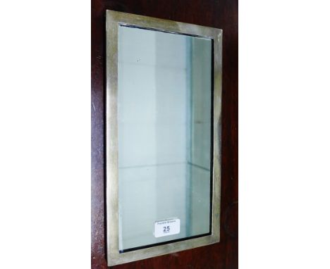 George V silver framed mirror with rectangular plate and oak back, makers mark for Stokes & Ireland, Chester 1918, 18 x 33cm 