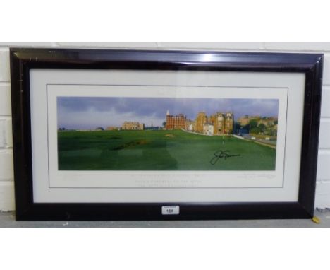 A St. Andrew's Old Course No.17, 'Jack's Farewell to the Open', coloured print, signed in ink, framed, 52 x 23cm 