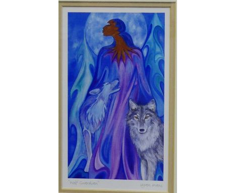 Maxine Noel (Ioyan Mani) 'Wool Guardian'  Pencil signed framed print, 11 x 19cm 