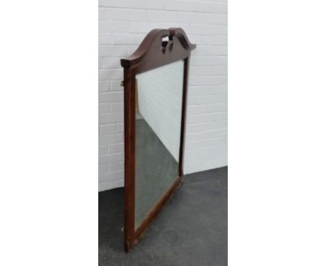 A mahogany wall mirror with swan neck pediment top, 118 x 96cm 