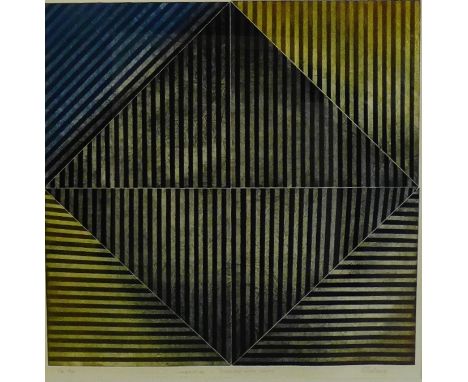 W.A. Chalmers  Composition - 'Dancing with Chips' Coloured screen print,  numbered 8/15, in a glazed frame, 52 x 52cm