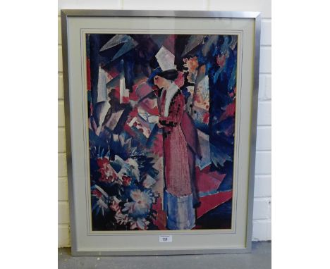 After August Macke 'Walk among Flowers' Coloured print, in a glazed frame, 40 x 55cm
