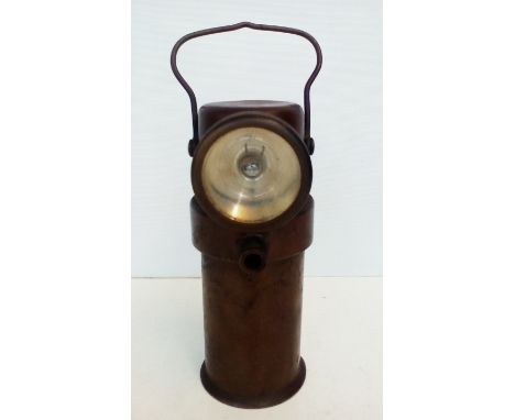 Copper miner's lamp, Ceag Limited of Barnsley, height 21cm