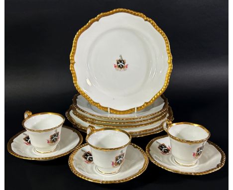 A Copeland Armorial part tea/dinner service comprising two large plates, four side plates, three tea cups and three saucers 